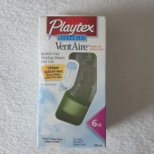 Vtg Playtex 2001 VentAire Reusables Bottle Bubble Free Angled 6oz Green